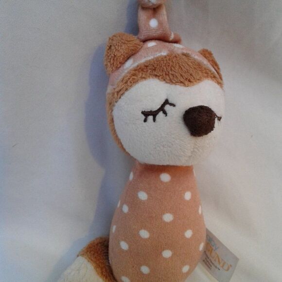 Baby Gund Forest Friends Plush Toy with Sleeping Cap Lt. Brown White Polka Dots - Picture 2 of 6